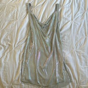 House of Harlow 1960- chain mill silver/iridescent dress